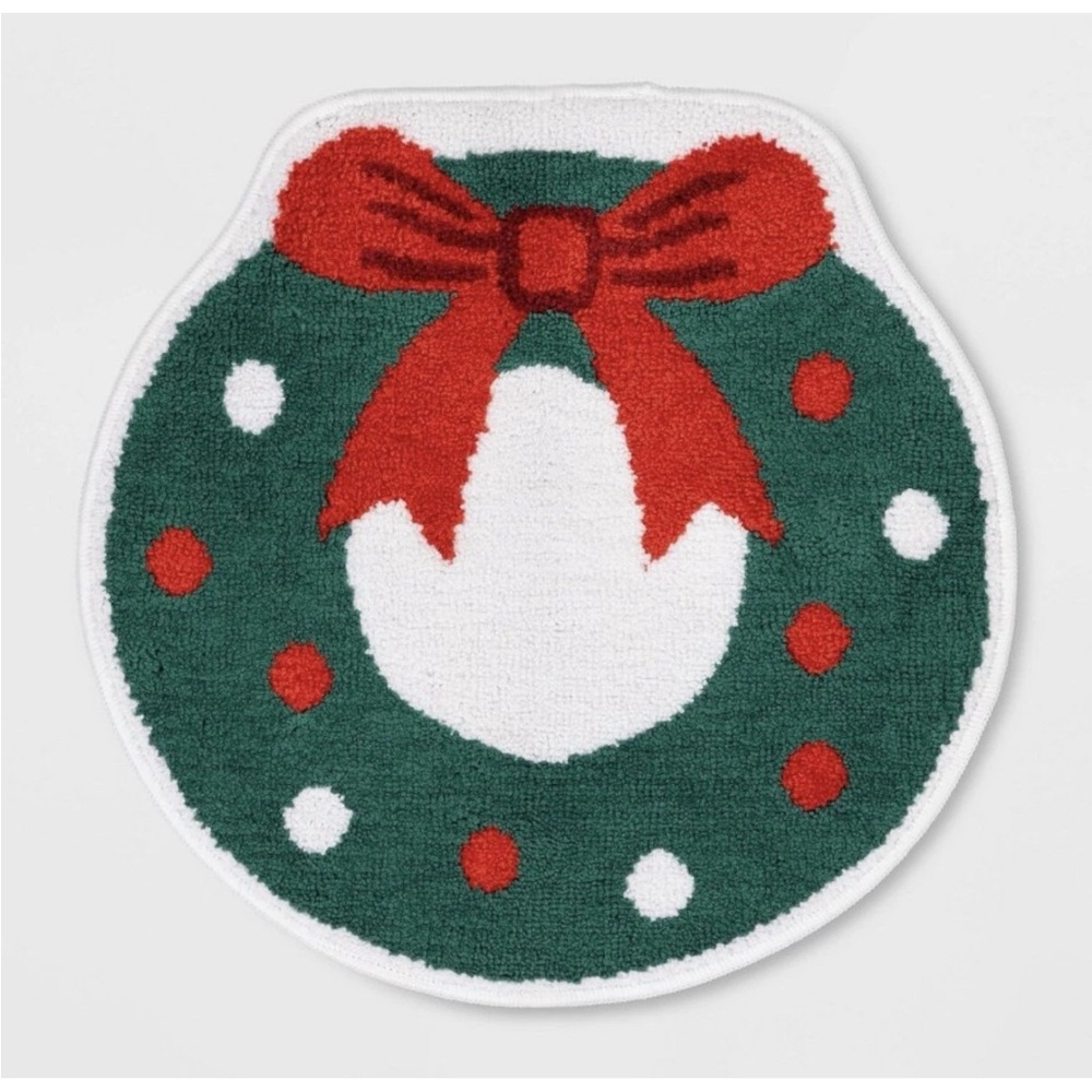 21"x21" Wreath Christmas Bath Rug Green/Red- Wondershop™